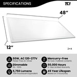 2X4 FT Edge-Lit PANEL (4 PACK) WATTAGE 50W, 120-277V, 0-10V DIMMABLE, UL FCC & DLC LISTED