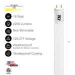 4FT LED T8 Tube Frosted Lens 18W, 3000K, 2200 Lumens, 120V-277V, Dual-End Powered (30 PACK)