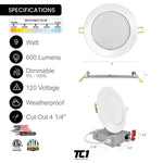 4" Inch White Round Slim Recessed LED Lights 9W, 5CCT, Dimmable, 120V