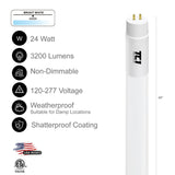 4FT T5 LED Tube Frosted Glass Lens 24W, 4000K, 3200 Lumens, 120-277v, Type A & B Tube Wire Ballast Double Sided or AC Direct (30 PACK)