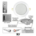 3" Inch White Round Slim Recessed LED Lights 6W, 5CCT, 120V, Dimmable