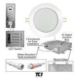 6" Inch Round Slim Recessed LED Lights 15W, 5CCT, Dimmable, 120V