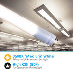 4FT LED T8 Tube Frosted Lens 18W, 3500K, 2200 Lumens, 120V-277V, Dual-End Powered (30 PACK)