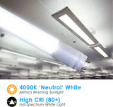 4FT LED T8 Tube Frosted Lens 18W, 4000K, 2200 Lumens, 120V-277V, Dual-End Powered (30 PACK)