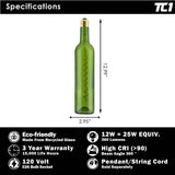 Filament LED Cabernet Green Wine Bottle Light | Compatible with String & Pendant Applications