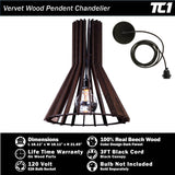 Vervet Large Wood Pendant Chandelier- Color Design Dark Forest