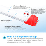 4FT T8 LED Emergency Built-In Backup Battery Tube 5000K, 15W, 120-277v, Ballast Bypass Wire Both Ends (1 PACK)