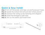 4FT T8 LED Emergency Built-In Backup Battery Tube 3500K, 15W, 120-277v, Ballast Bypass Wire Both Ends (1 PACK)