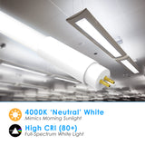 4FT T5 LED Tube Frosted Glass Lens 24W, 4000K, 3200 Lumens, 120-277v, Type A & B Tube Wire Ballast Double Sided or AC Direct (30 PACK)