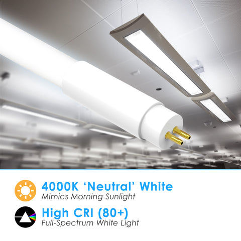 4FT T5 LED Tube Frosted Glass Lens 24W, 4000K, 3200 Lumens, 120-277v, Type A & B Tube Wire Ballast Double Sided or AC Direct (30 PACK)