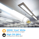 4FT T5 LED Tube Frosted Glass Lens 24W, 5000K, 3200 Lumens, 120-277v, Type A & B Tube Wire Ballast Double Sided or AC Direct (30 PACK)